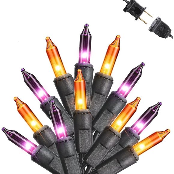 Purple Halloween Lights String Outdoor Indoor Garden Porch Mini Bulbs - Picture 1 of 7